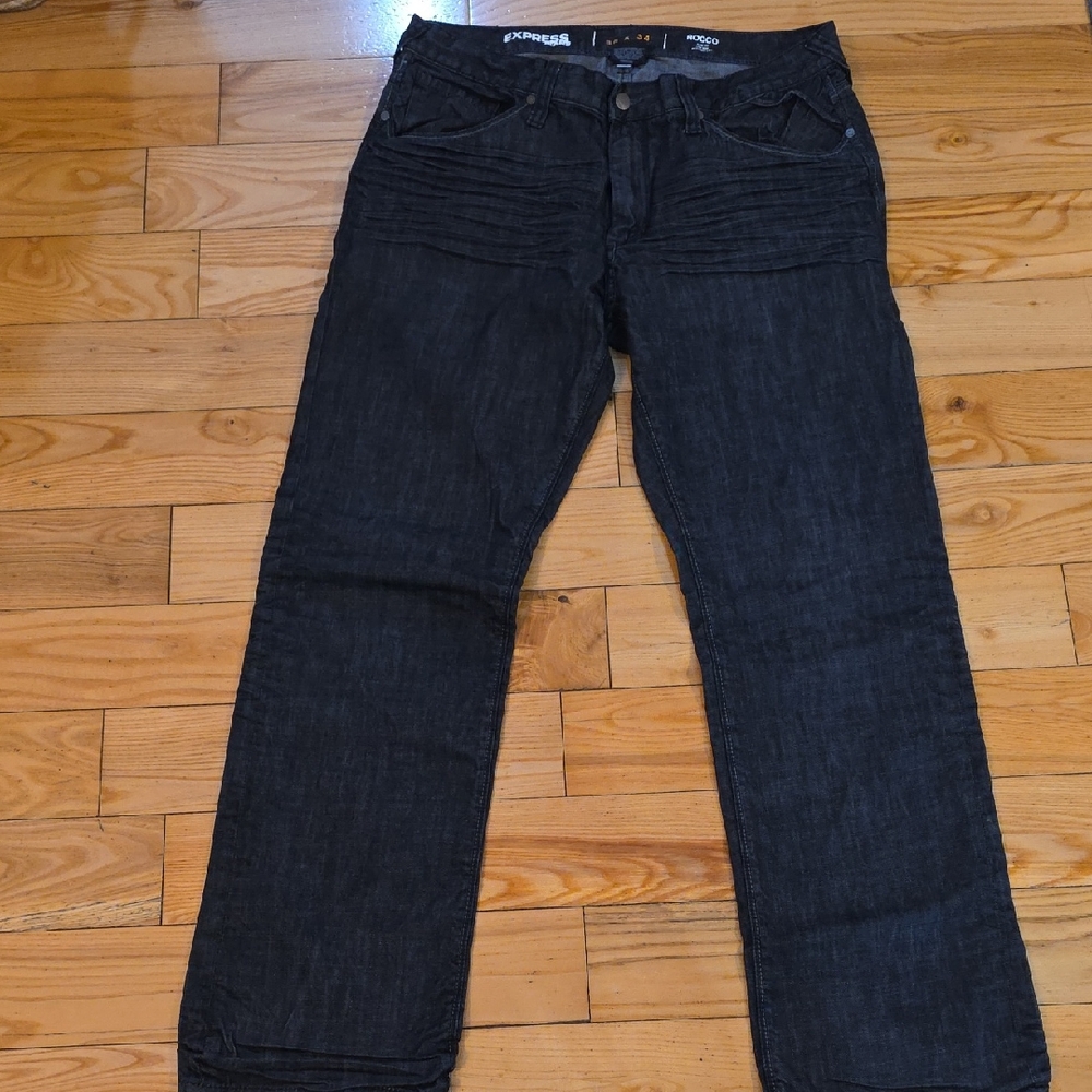 Express Dark Wash Straight Jeans